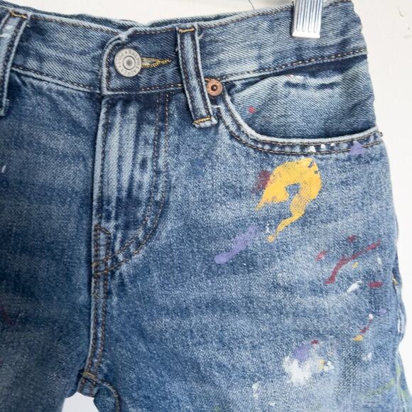 Polo Ralph Lauren Short Boys Youth 8 Denim Jeans Paint Splattered Blue Sullivan - Picture 3 of 12